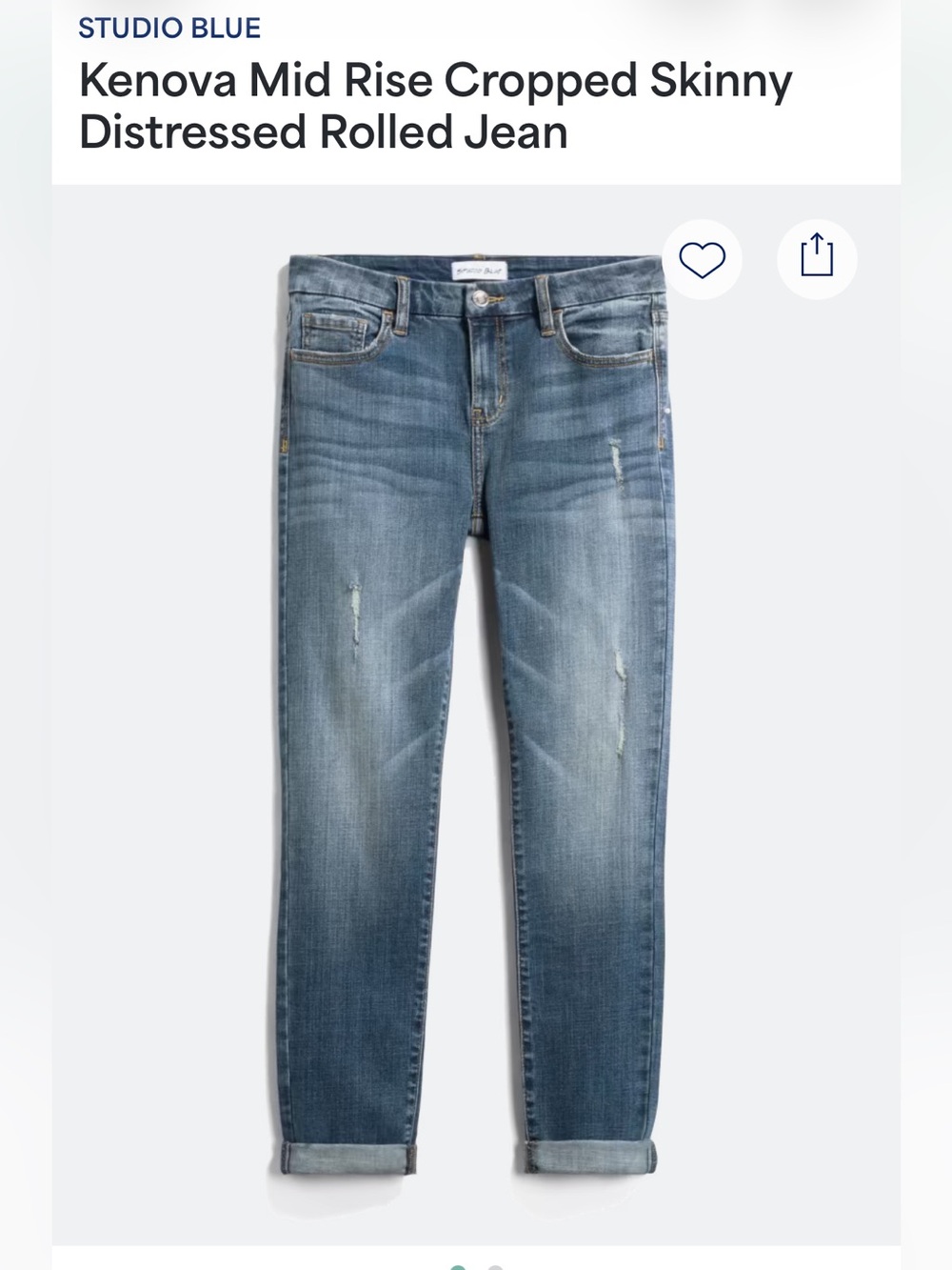 Studio Blue Kenova Mid-Rise Cropped Skinny Jeans - Medium Blue Wash